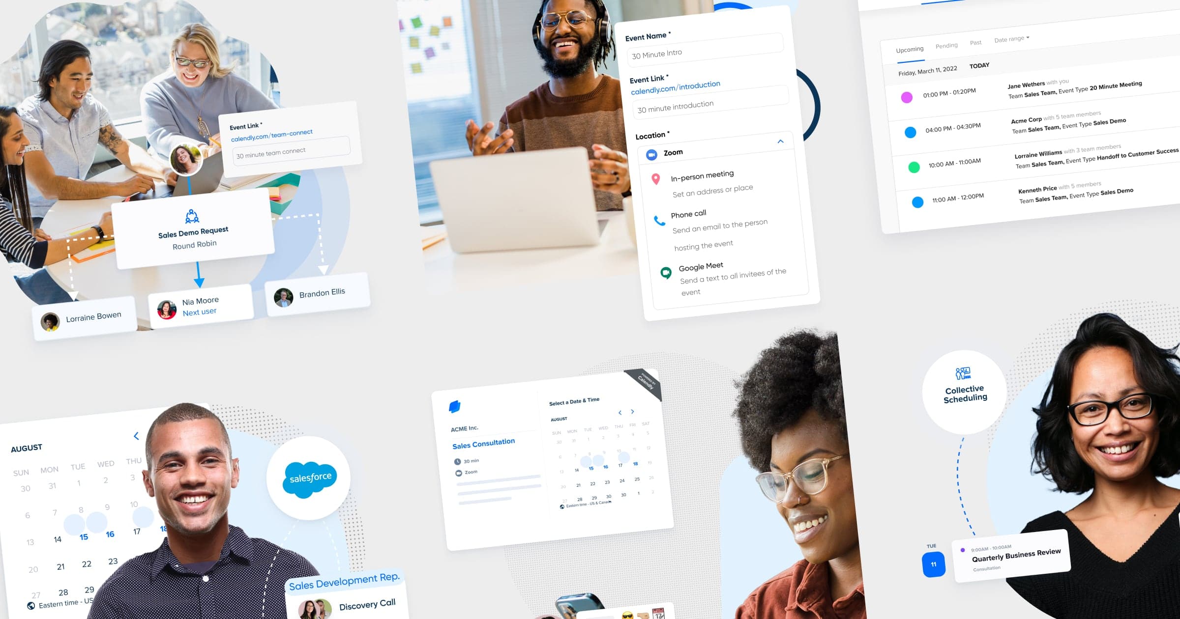 Calendly hero image collage